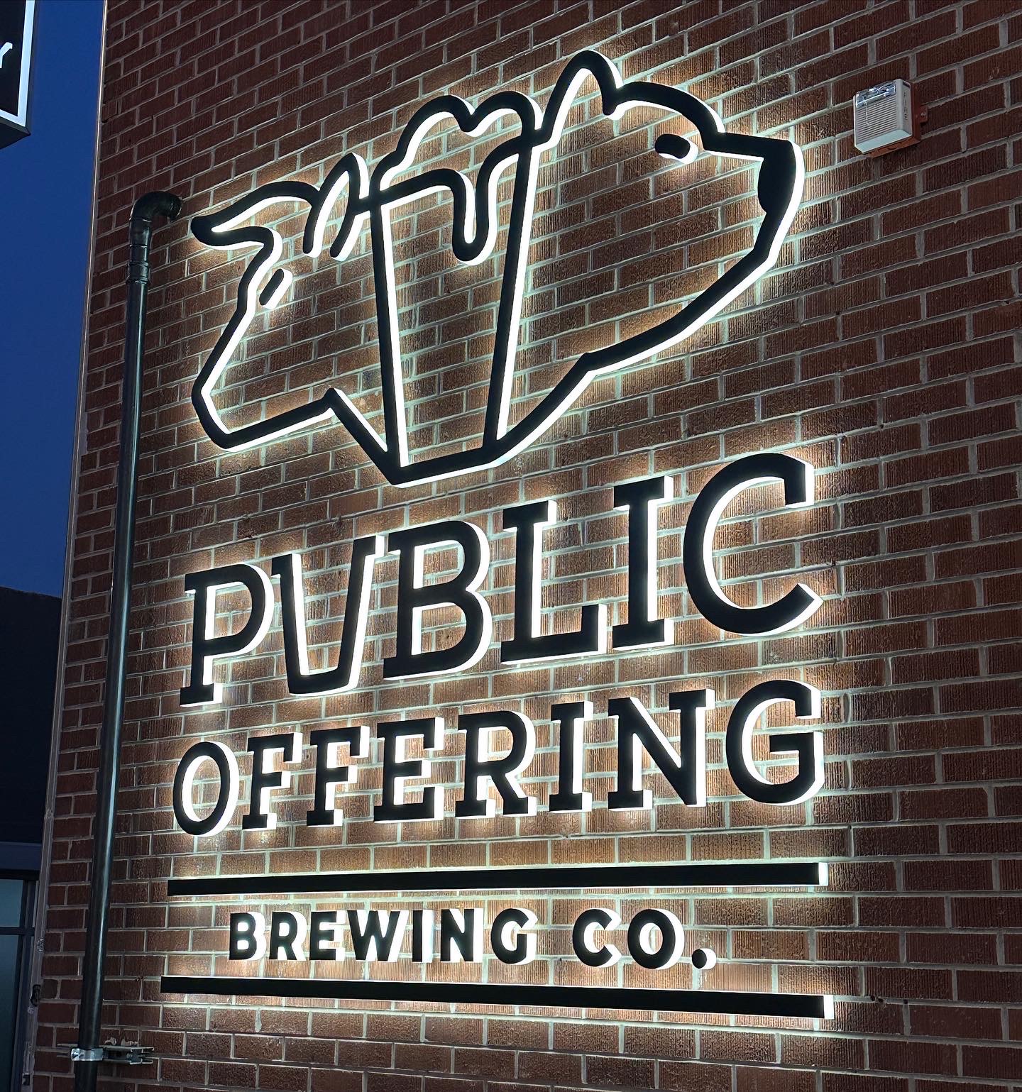 Public Offering Brewing Sign