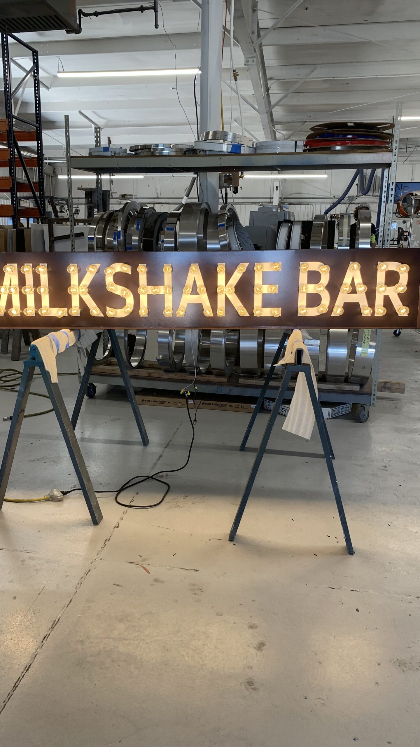 Illuminated channel letter signage fabricated in UL certified sign shop with approved electrical components