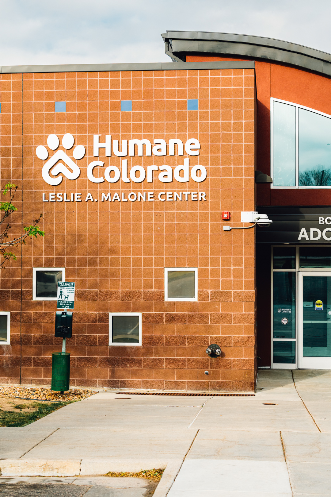 Humane Colorado exterior wall signage with dimensional aluminum letters installed on building during daytime